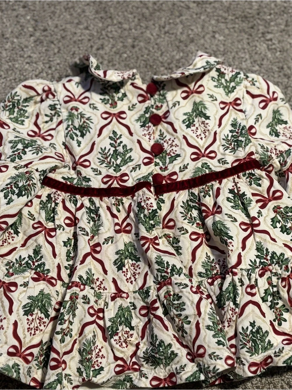 Tommy Bahama Cream Holiday Print Dress with Red & Green Accents
